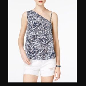 Seven Sisters Women Size Floral Print Matte Jersey One Shoulder Top NWT